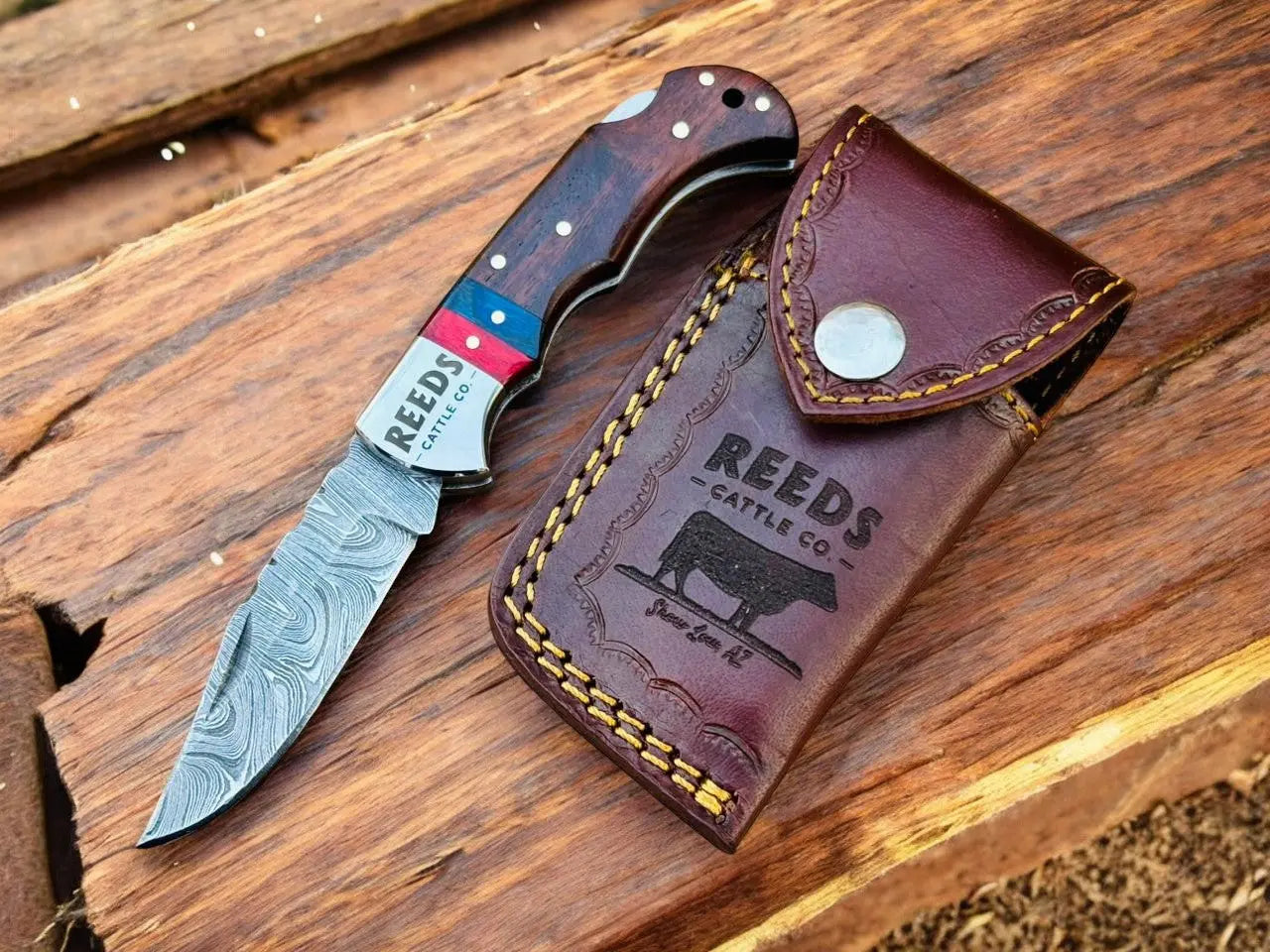 3-Inches Pocket Knife – Damascus Folding Blade with Pakka Wood Handle by Damascus Knife Store, Damascus knife detail photo 3
