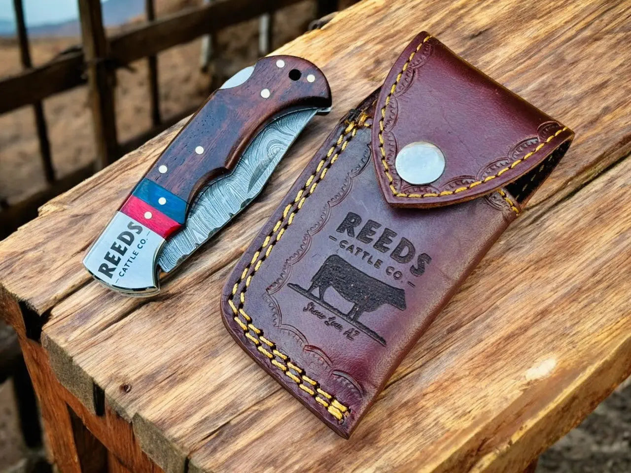 3-Inches Pocket Knife – Damascus Folding Blade with Pakka Wood Handle by Damascus Knife Store, Damascus knife detail photo 4