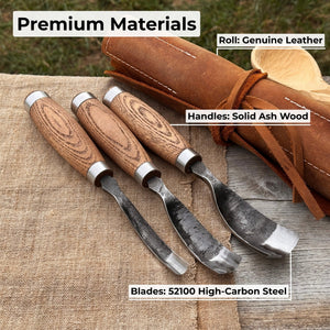 3-Piece Bent Gouge Set detail view by Sharky Forged Steel Tools