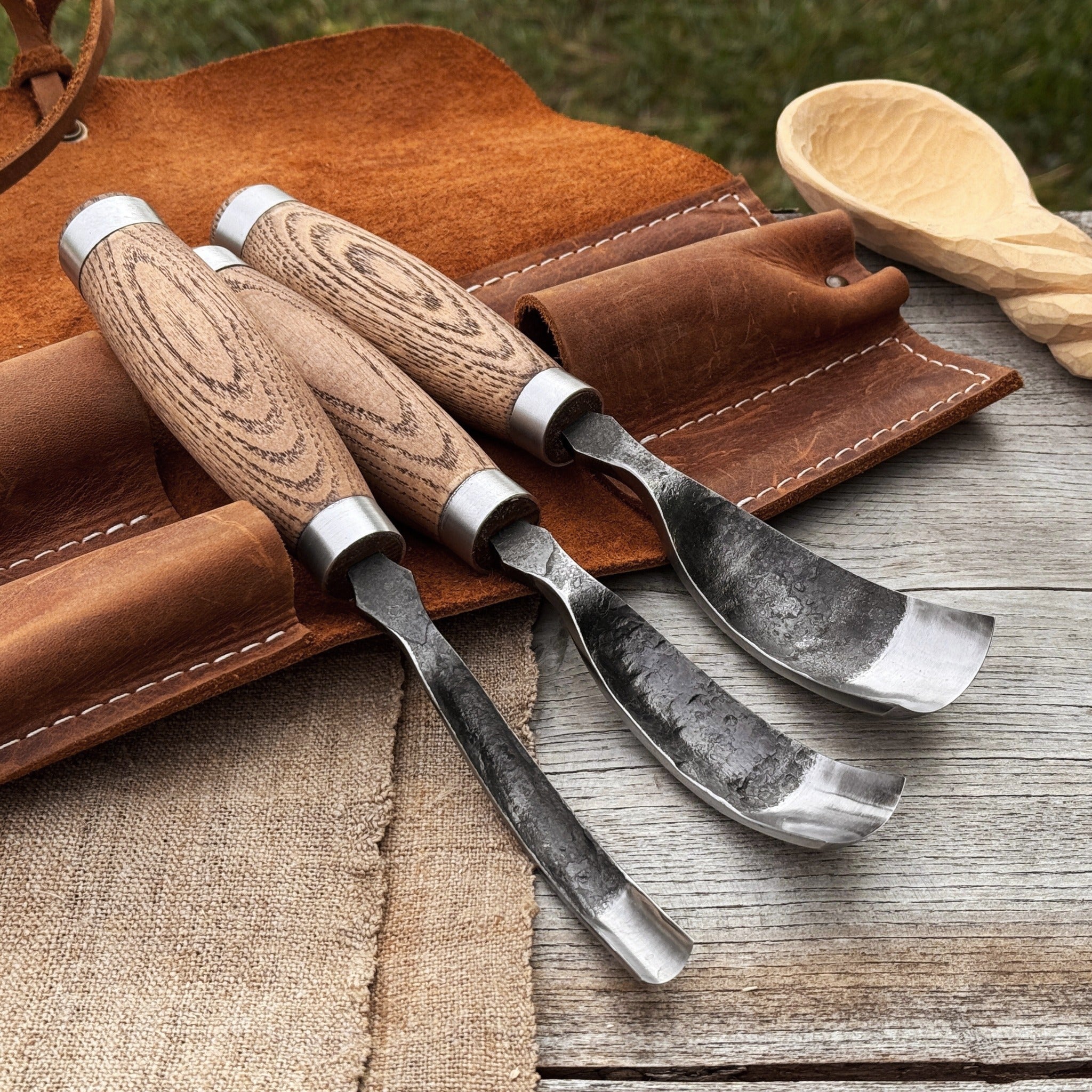 3-Piece Bent Gouge Set by Sharky Forged Steel Tools