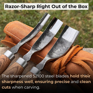 3-Piece Bent Gouge Set detail view by Sharky Forged Steel Tools