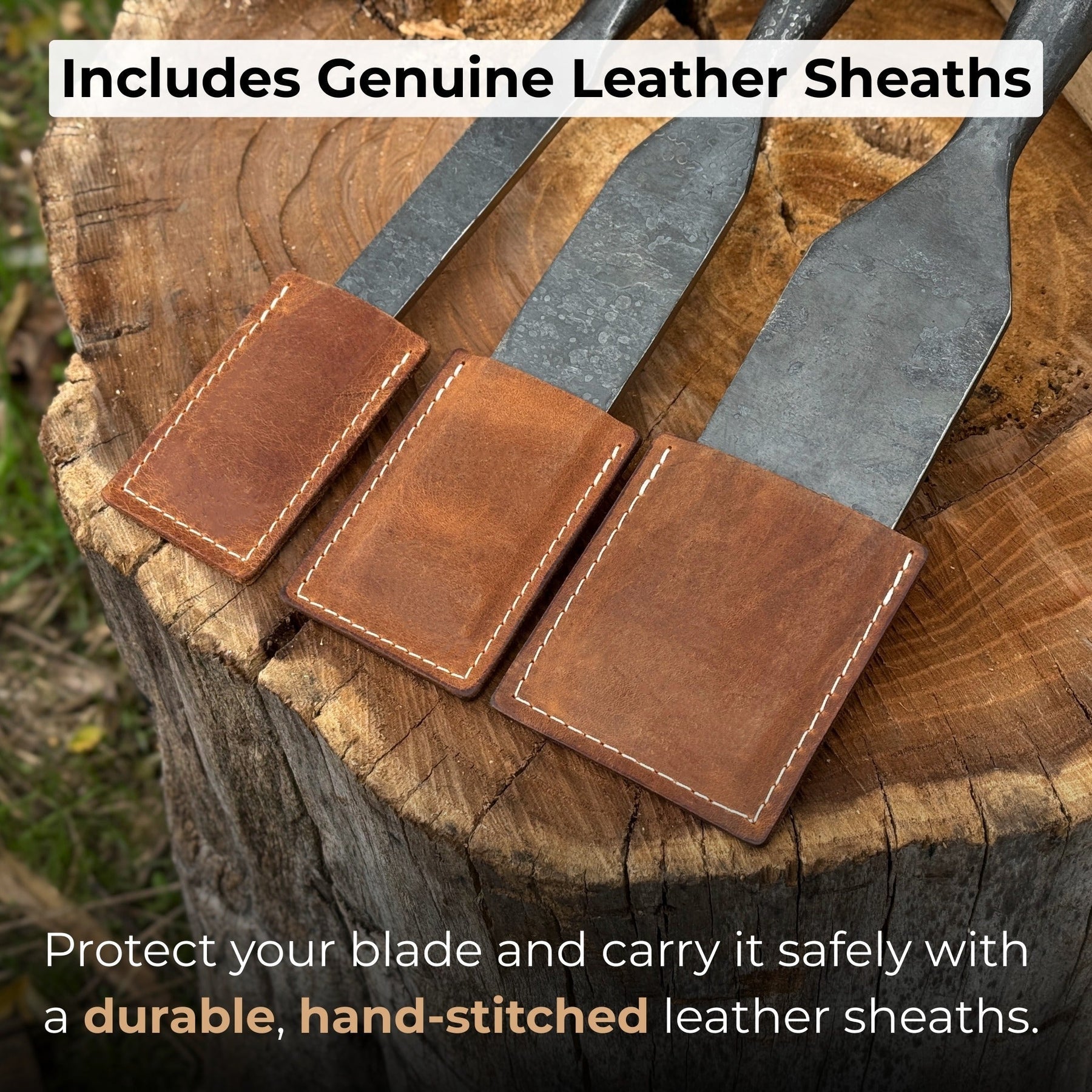 3-Piece Carpenters Slick Chisel Set detail view by Sharky Forged Steel Tools
