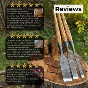 3-Piece Carpenters Slick Chisel Set detail view by Sharky Forged Steel Tools