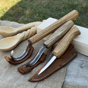 3-Piece Carving Knife Set for Spoon Carving by Sharky Forged Steel Tools