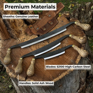 3-Piece Curved Drawknife (Palm Handles) Set detail view by Sharky Forged Steel Tools