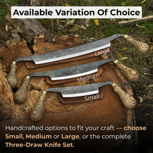 3-Piece Curved Drawknife (Palm Handles) Set detail view by Sharky Forged Steel Tools