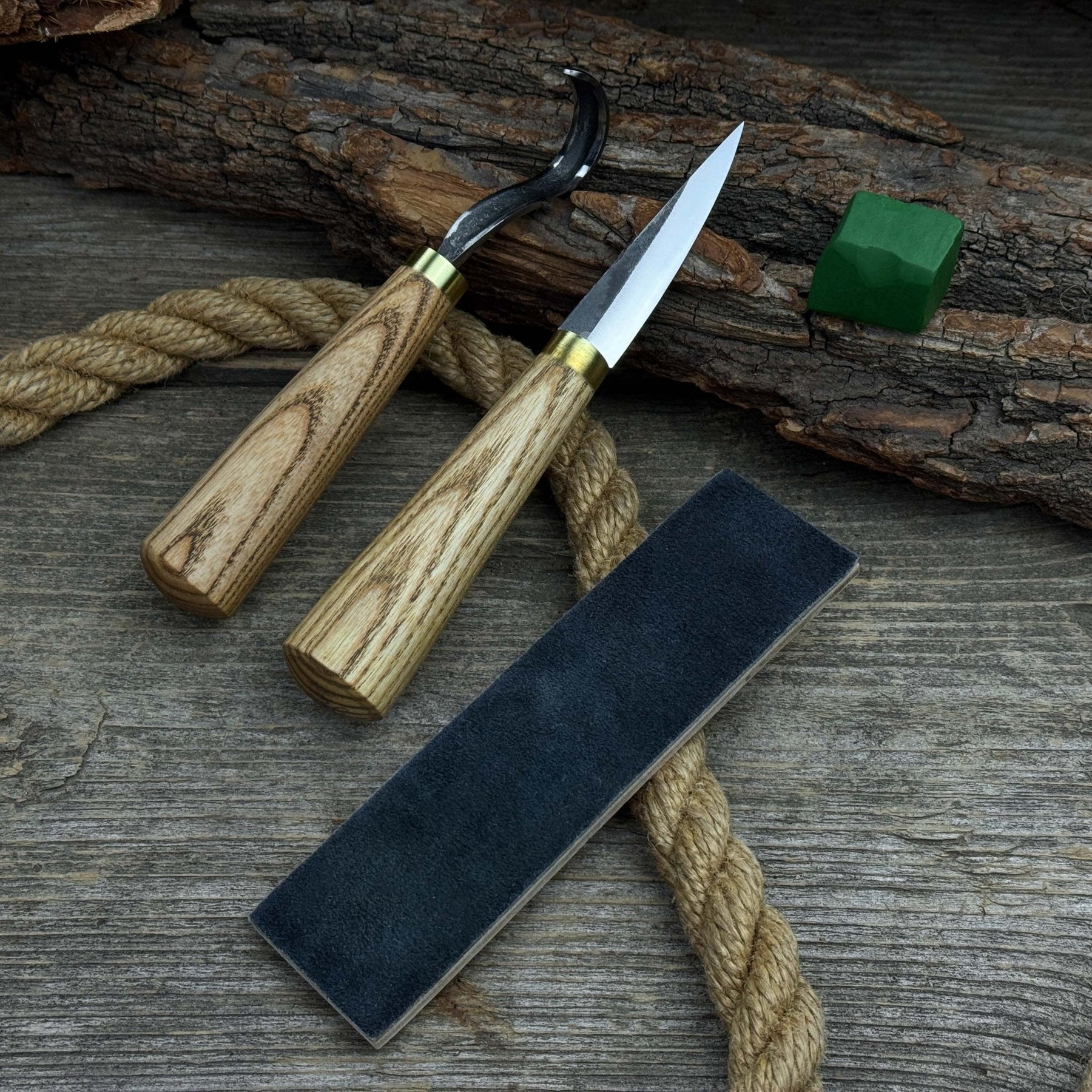 3-Piece Hand-Forged Spoon Carving Tool Set detail view by Sharky Forged Steel Tools