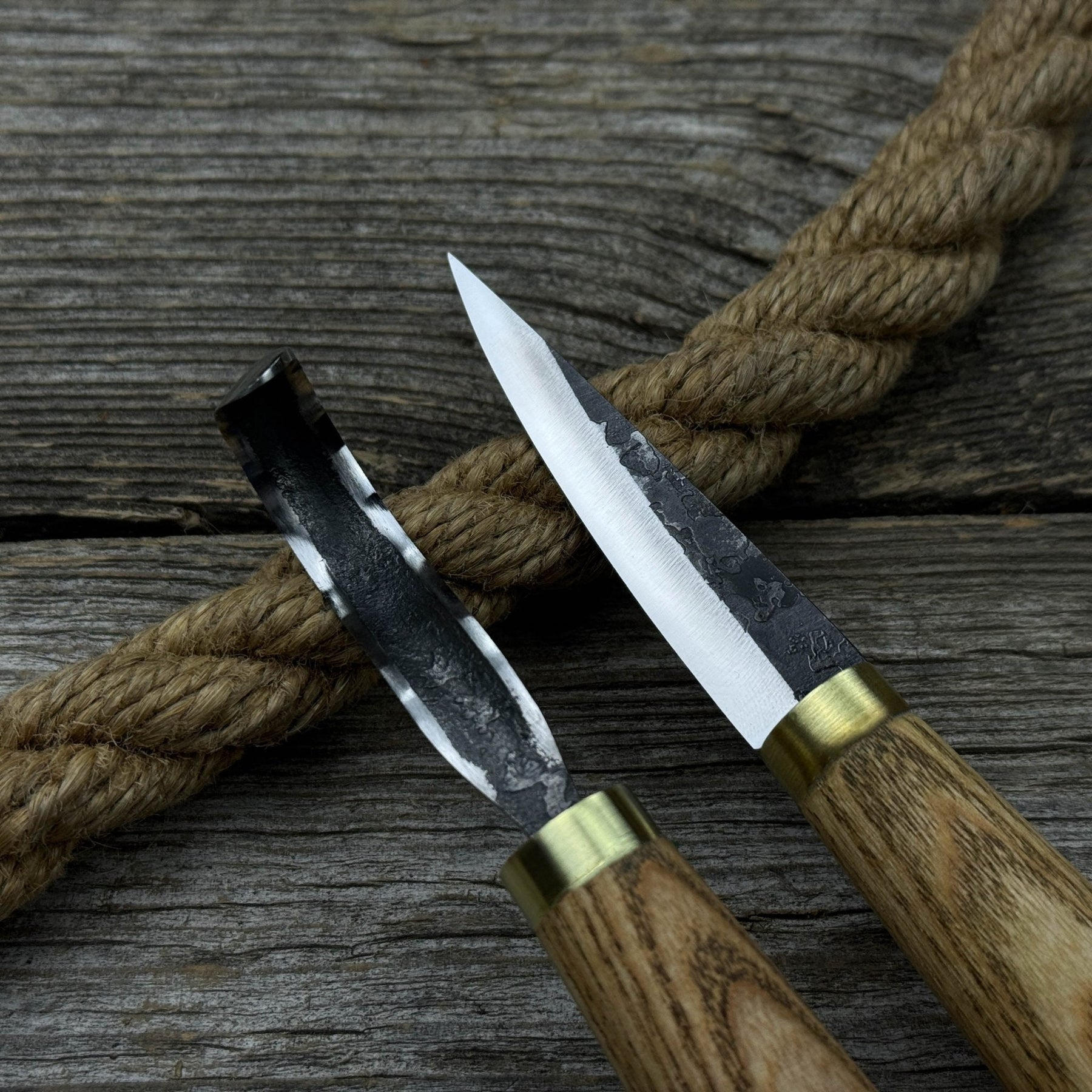 3-Piece Hand-Forged Spoon Carving Tool Set detail view by Sharky Forged Steel Tools