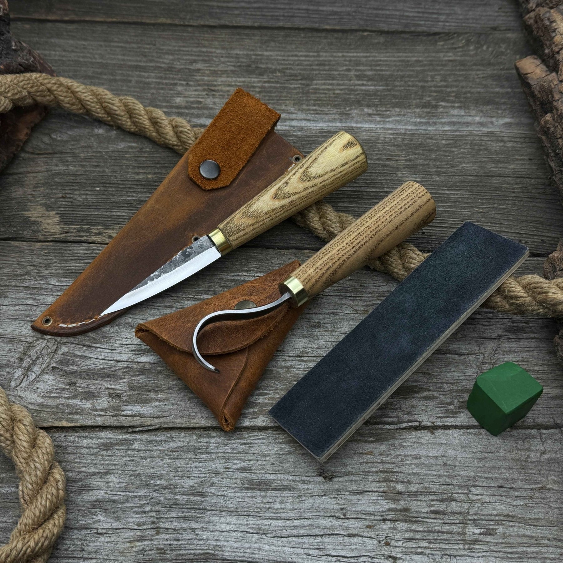3-Piece Hand-Forged Spoon Carving Tool Set by Sharky Forged Steel Tools