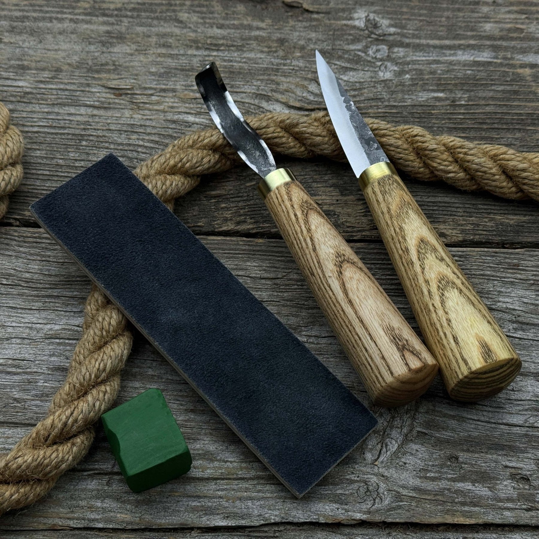 3-Piece Hand-Forged Spoon Carving Tool Set detail view by Sharky Forged Steel Tools