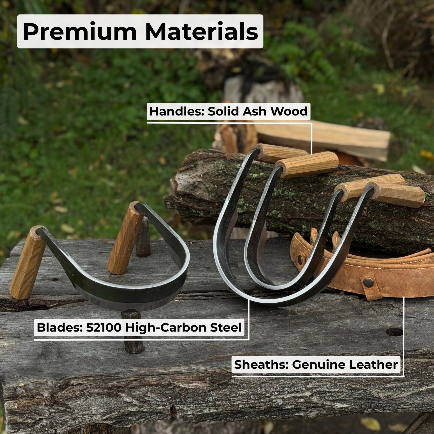 3-Piece Inshave (Half-Rounded Drawknife) Set detail view by Sharky Forged Steel Tools