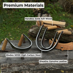 3-Piece Inshave (Half-Rounded Drawknife) Set detail view by Sharky Forged Steel Tools