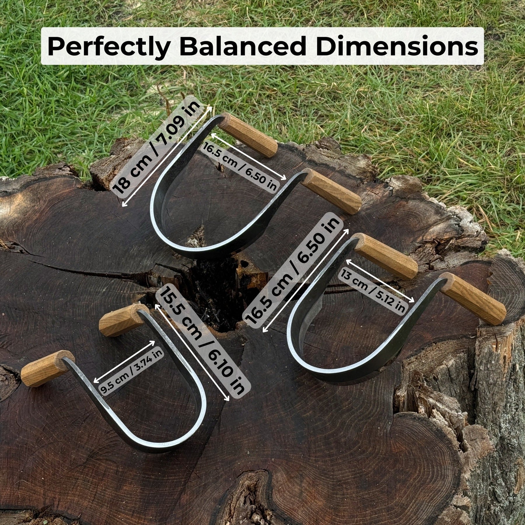 3-Piece Inshave (Half-Rounded Drawknife) Set detail view by Sharky Forged Steel Tools