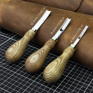 3-Piece Leather Edge Skiver Set detail view by Sharky Forged Steel Tools