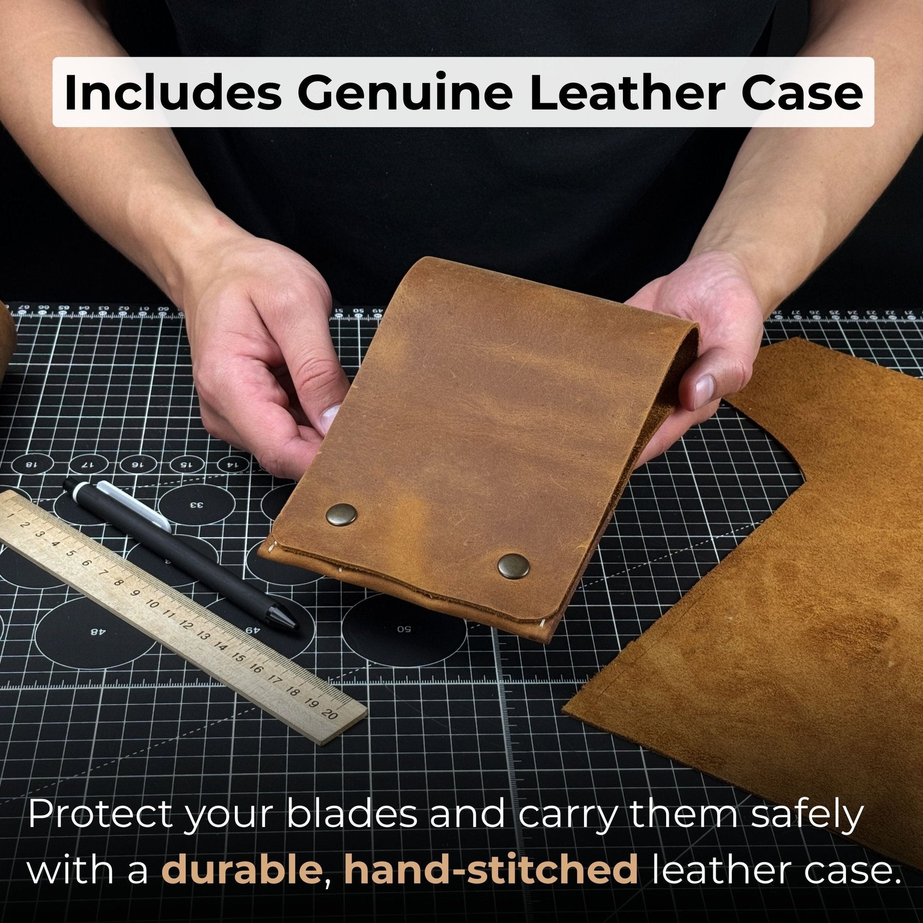 3-Piece Leather Edge Skiver Set detail view by Sharky Forged Steel Tools