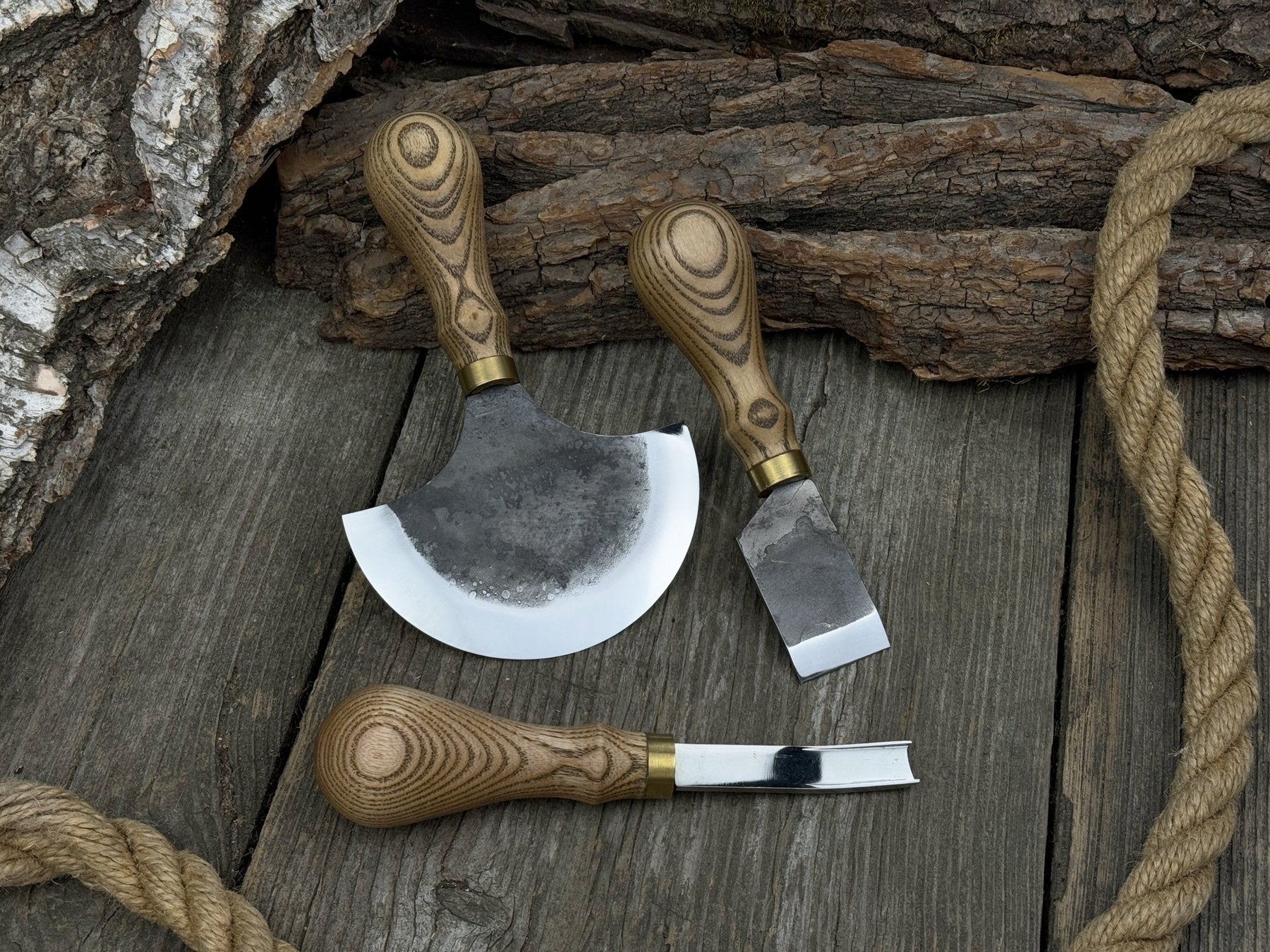 3-Piece Leather Working Kit with Leather Sheaths detail view by Sharky Forged Steel Tools