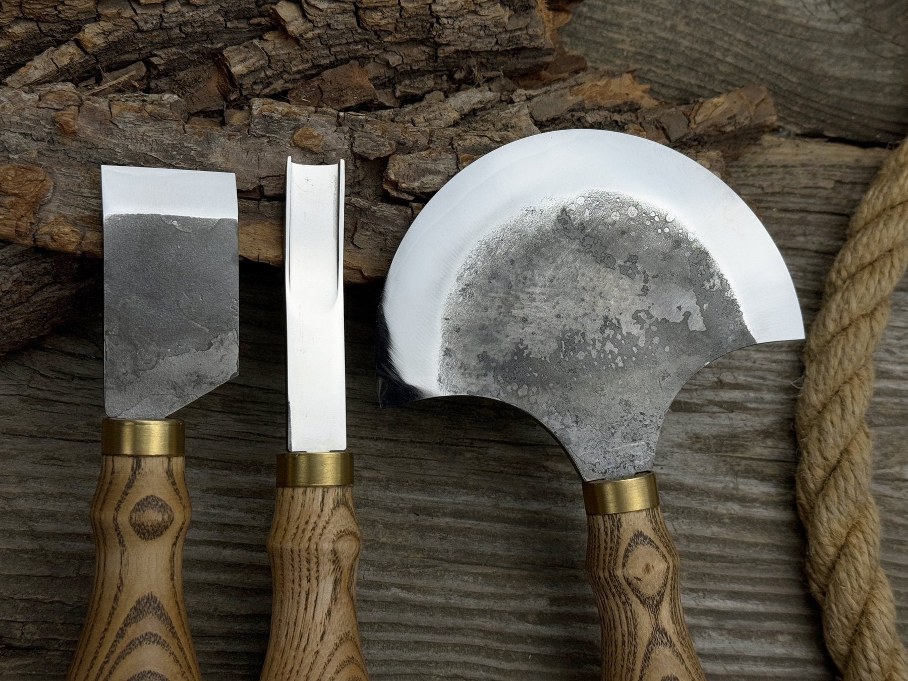 3-Piece Leather Working Kit with Leather Sheaths detail view by Sharky Forged Steel Tools