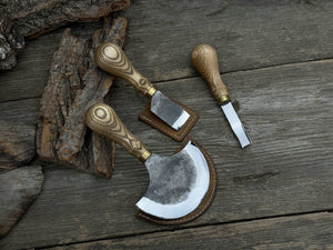 3-Piece Leather Working Kit with Leather Sheaths detail view by Sharky Forged Steel Tools