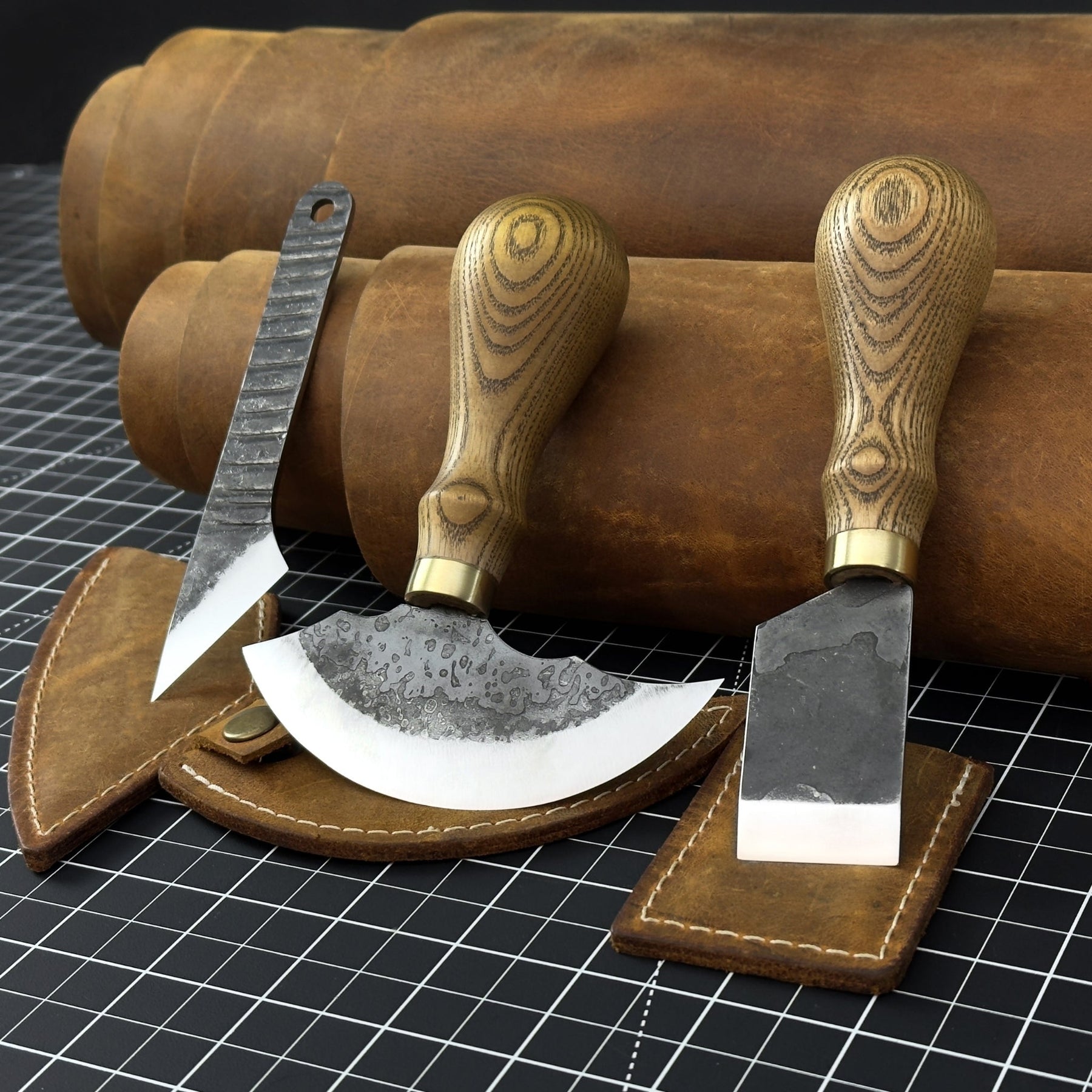 3-Piece Leatherworking Tool Set detail view by Sharky Forged Steel Tools