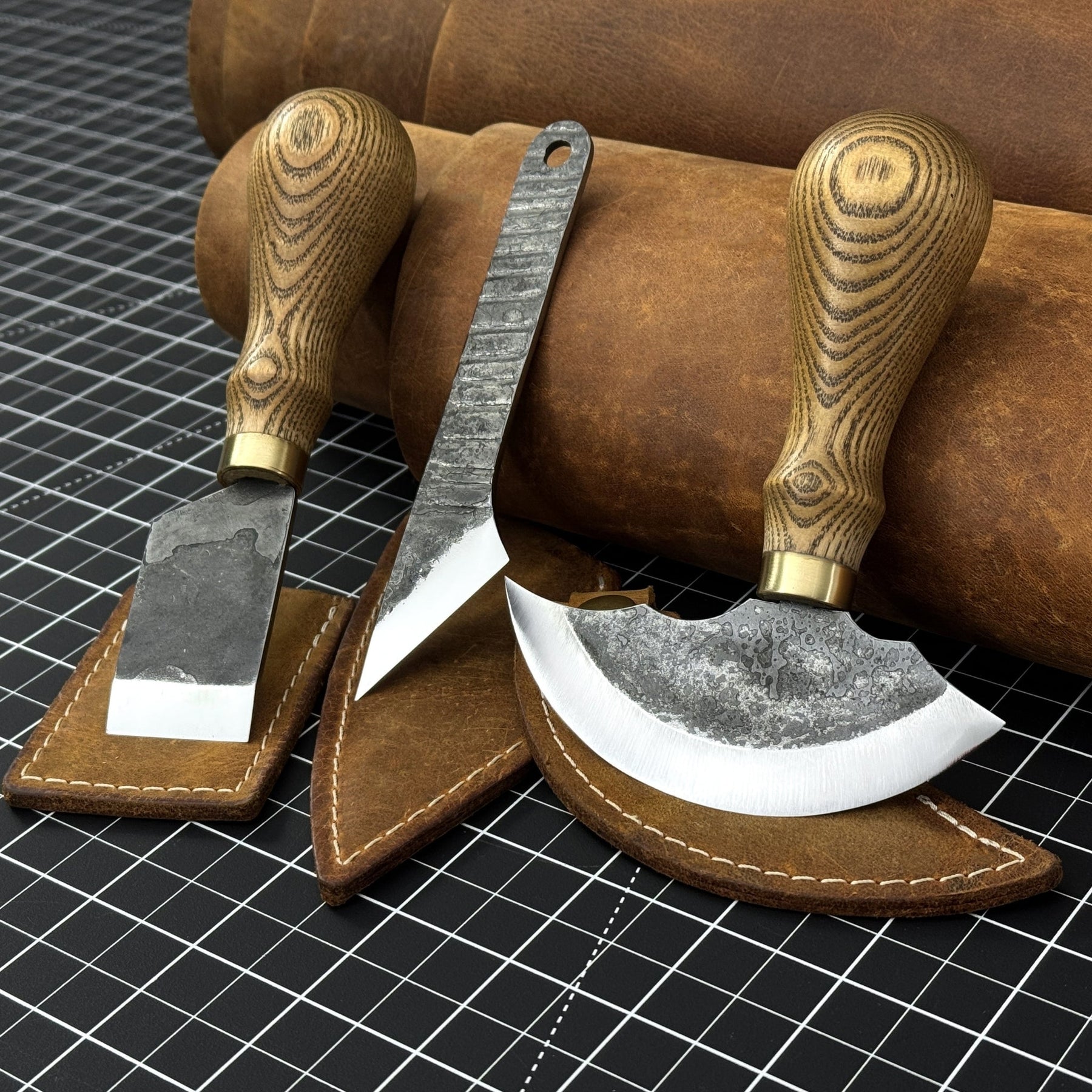 3-Piece Leatherworking Tool Set detail view by Sharky Forged Steel Tools