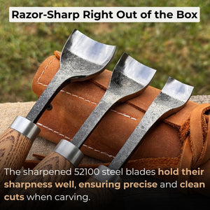 3-Piece Spoon Bent Gouge Set detail view by Sharky Forged Steel Tools