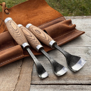 3-Piece Spoon Bent Gouge Set by Sharky Forged Steel Tools
