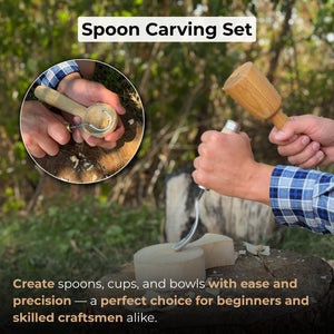 3-Piece Spoon Carving Tool Set detail view by Sharky Forged Steel Tools