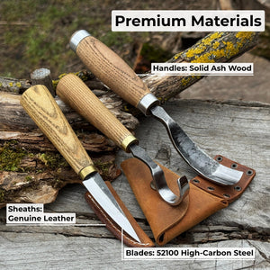 3-Piece Spoon Carving Tool Set detail view by Sharky Forged Steel Tools