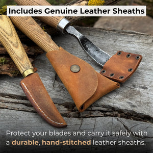 3-Piece Spoon Carving Tool Set detail view by Sharky Forged Steel Tools