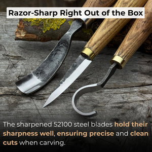 3-Piece Spoon Carving Tool Set detail view by Sharky Forged Steel Tools