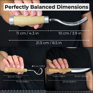 3-Piece Spoon Carving Tool Set detail view by Sharky Forged Steel Tools
