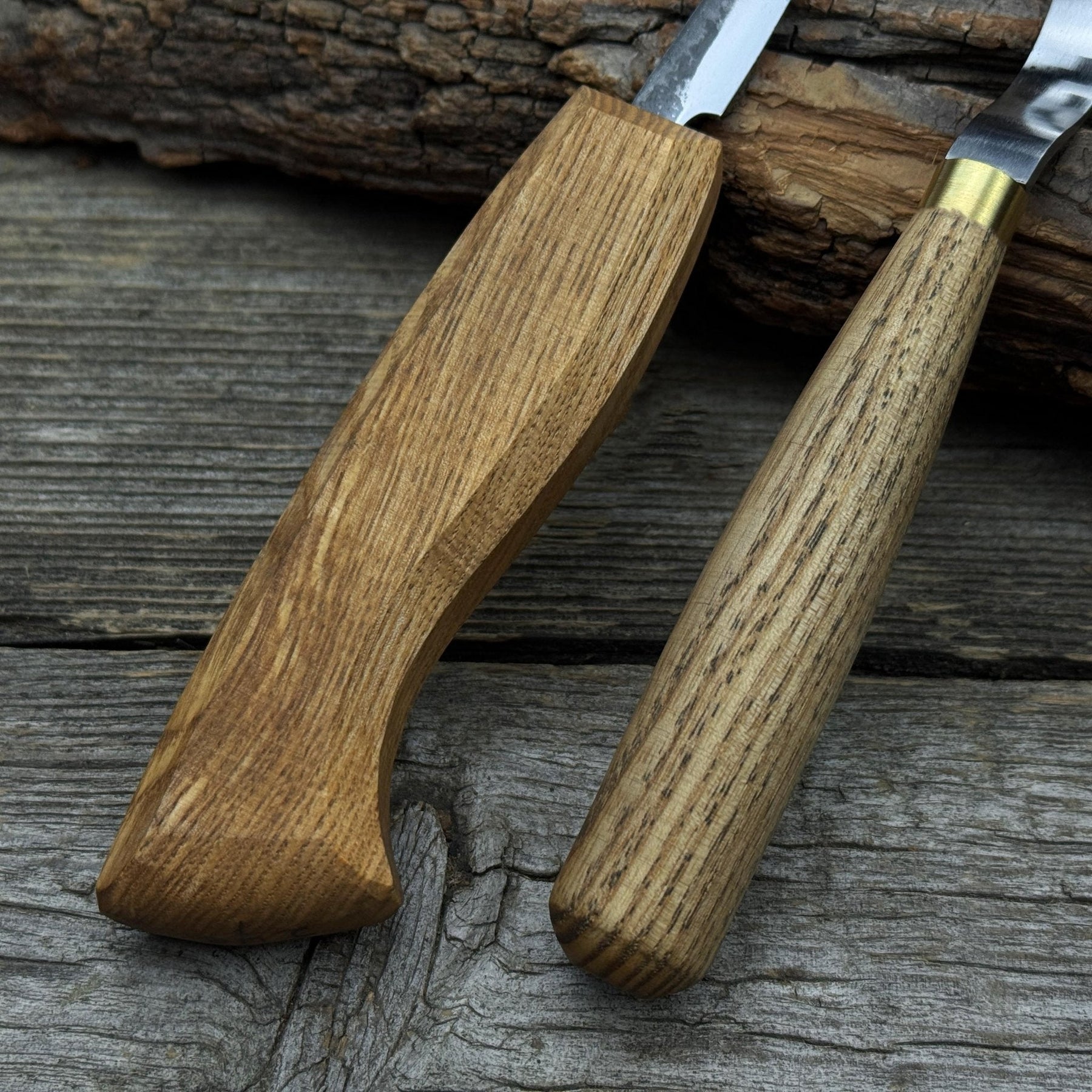 3-Piece Spoon Carving Tool Set with Leather Strop detail view by Sharky Forged Steel Tools