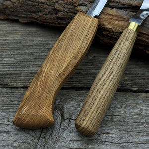 3-Piece Spoon Carving Tool Set with Leather Strop detail view by Sharky Forged Steel Tools