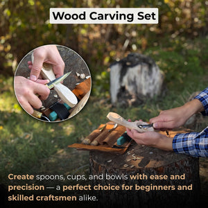 3-Piece Spoon Carving Tool Set with Sharpening Board detail view by Sharky Forged Steel Tools