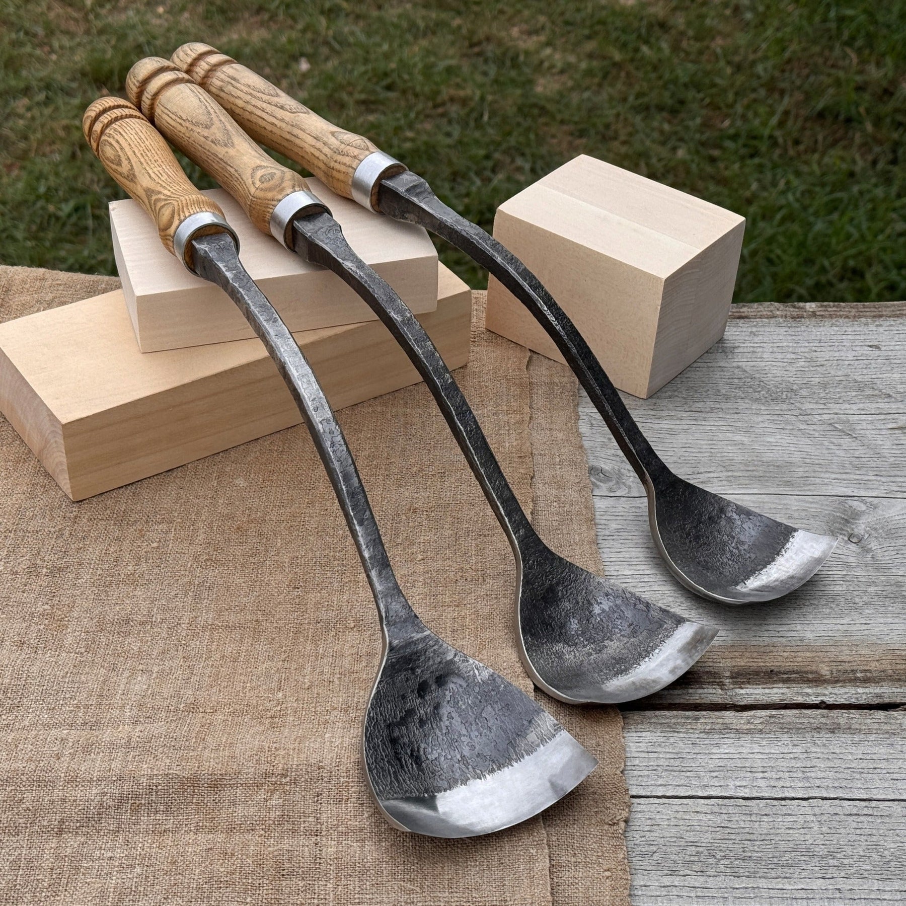 3-Piece Spoon (Short) Bent Gouge Set by Sharky Forged Steel Tools