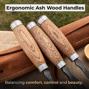 3-Piece Straight Rounded Chisel Set detail view by Sharky Forged Steel Tools