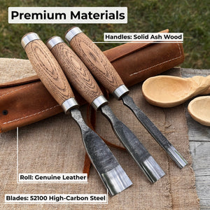 3-Piece Straight Rounded Chisel Set detail view by Sharky Forged Steel Tools