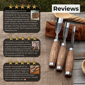 3-Piece Straight Rounded Chisel Set detail view by Sharky Forged Steel Tools