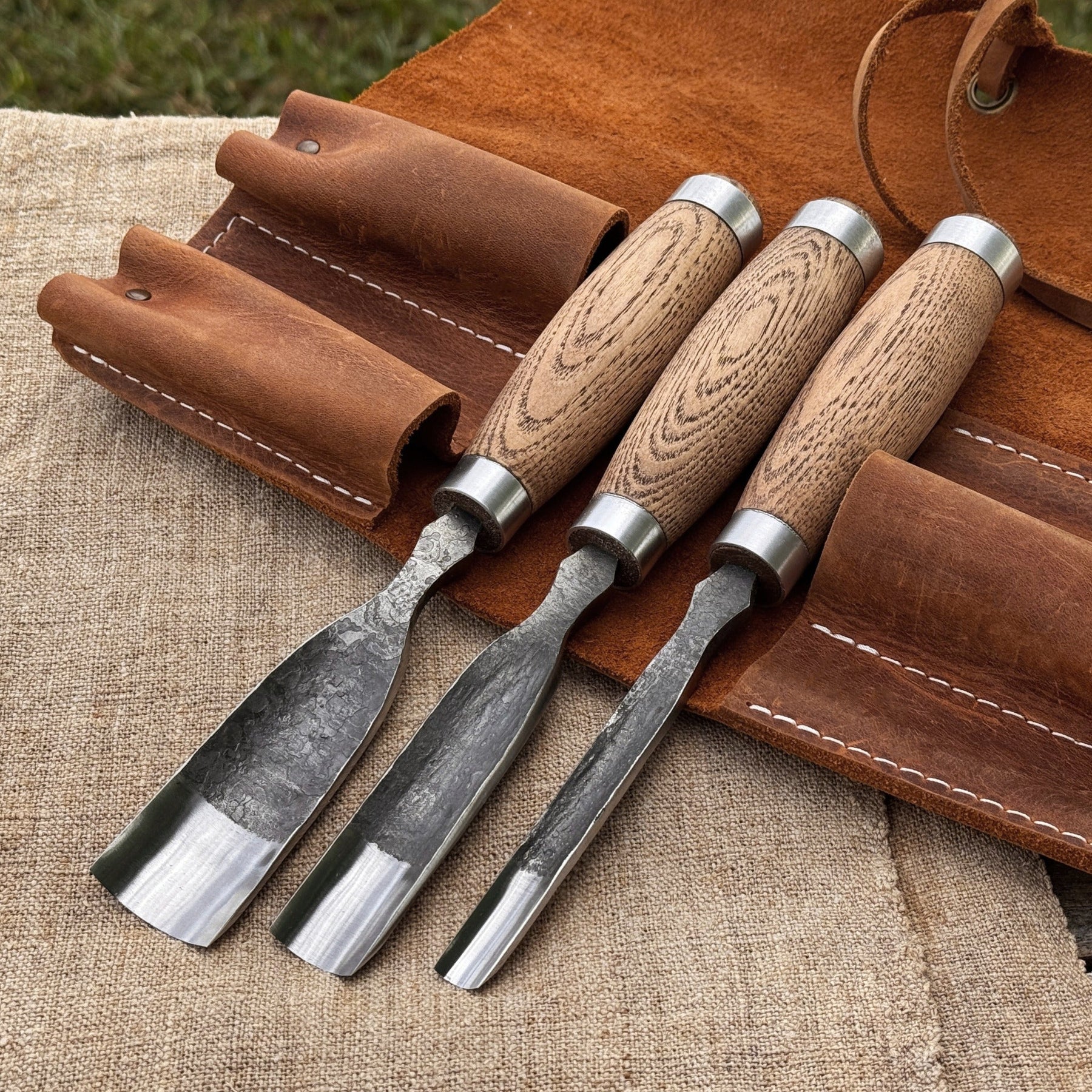 3-Piece Straight Rounded Chisel Set by Sharky Forged Steel Tools