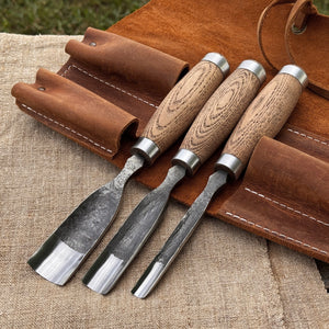 3-Piece Straight Rounded Chisel Set by Sharky Forged Steel Tools