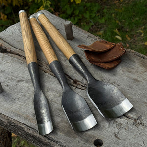 3-Piece Timber Framing Rounded Chisel Set by Sharky Forged Steel Tools