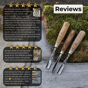 3-Piece Wood Carving Chisel & Gouge Set detail view by Sharky Forged Steel Tools