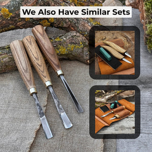 3-Piece Wood Carving Chisel & Gouge Set detail view by Sharky Forged Steel Tools