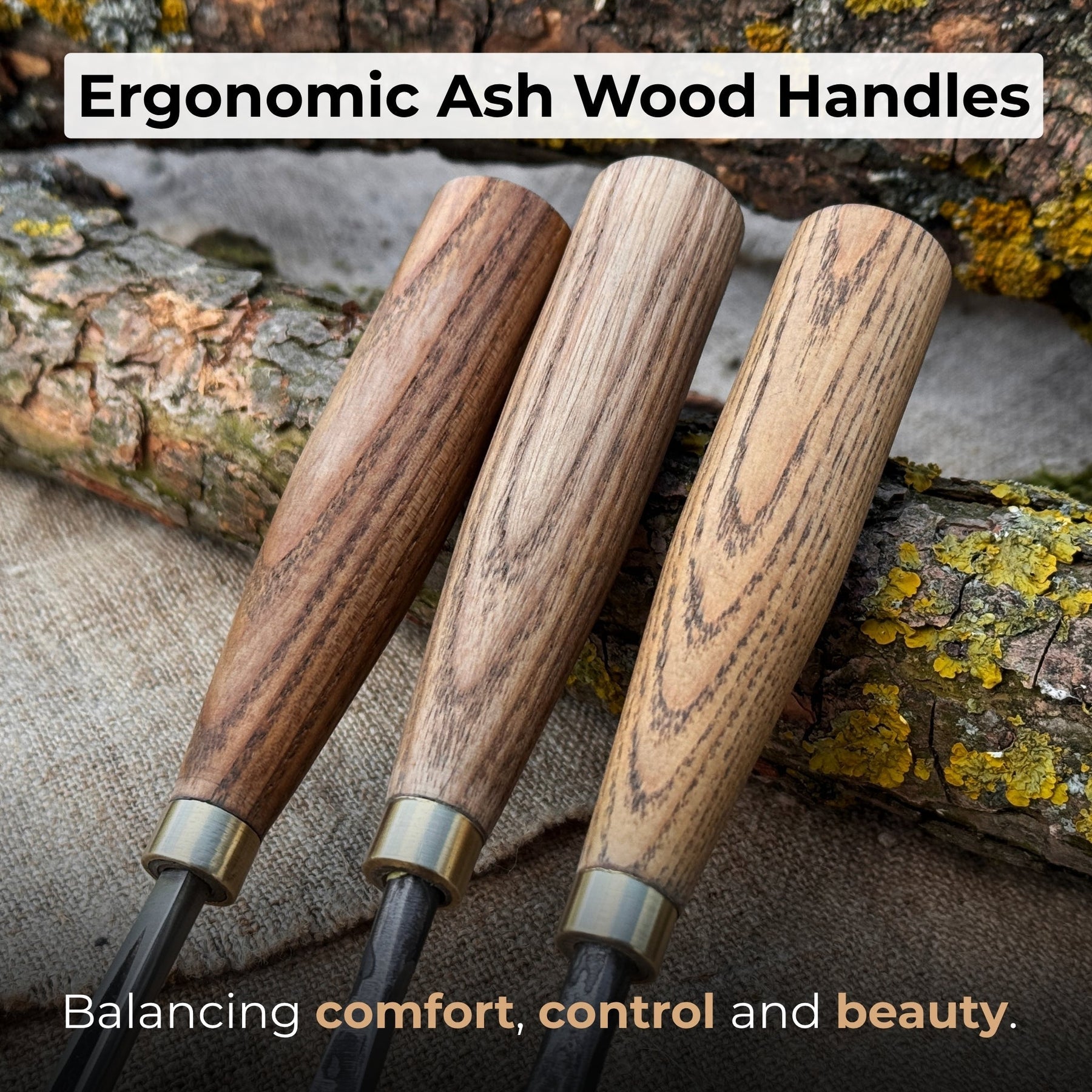 3-Piece Wood Carving Chisel & Gouge Set detail view by Sharky Forged Steel Tools
