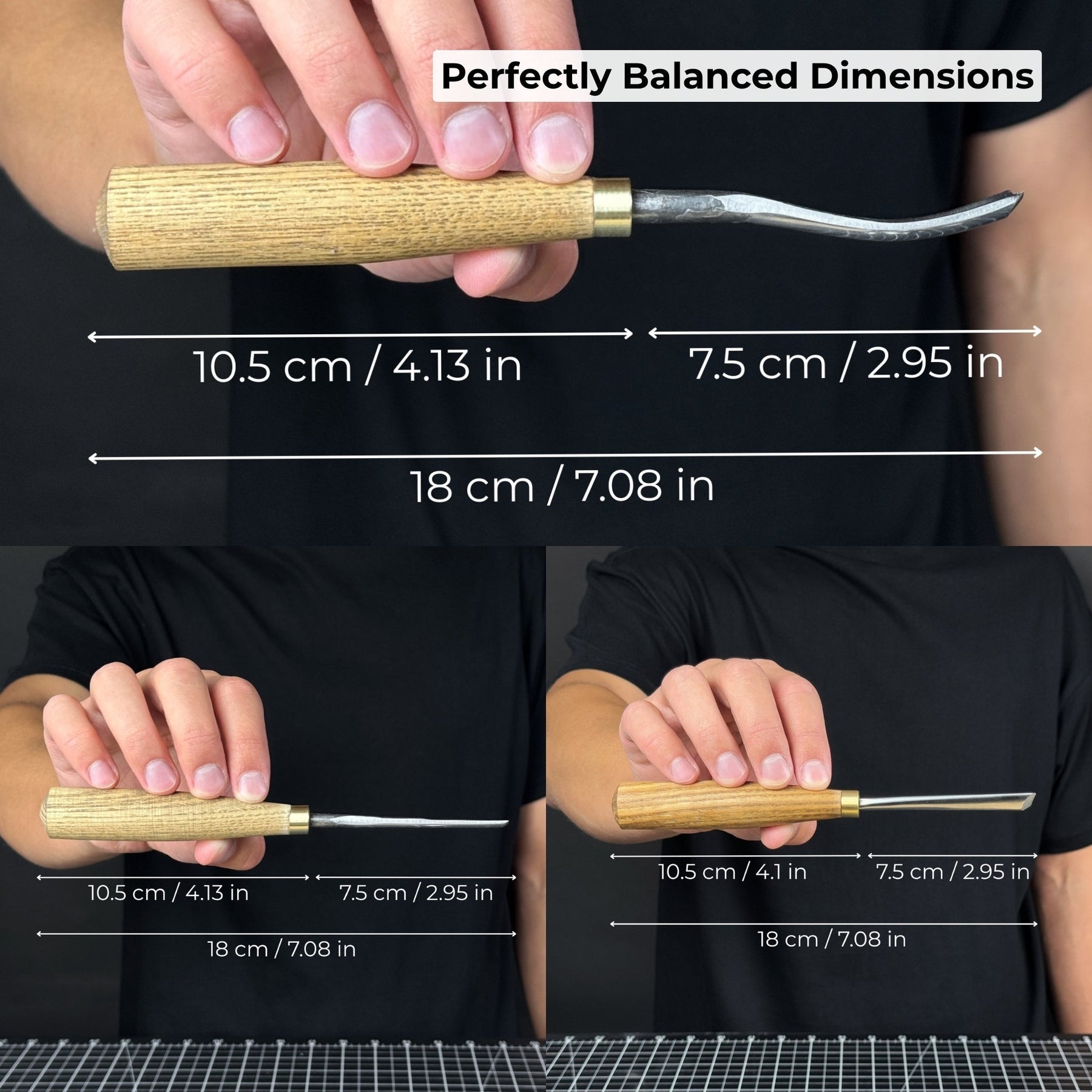 3-Piece Wood Carving Chisel & Gouge Set detail view by Sharky Forged Steel Tools