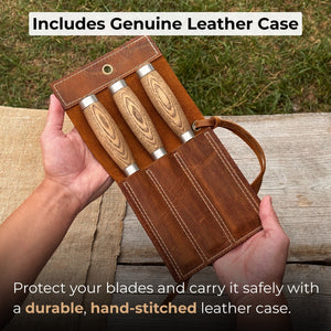 3-Piece Wood Carving Chisel Set detail view by Sharky Forged Steel Tools