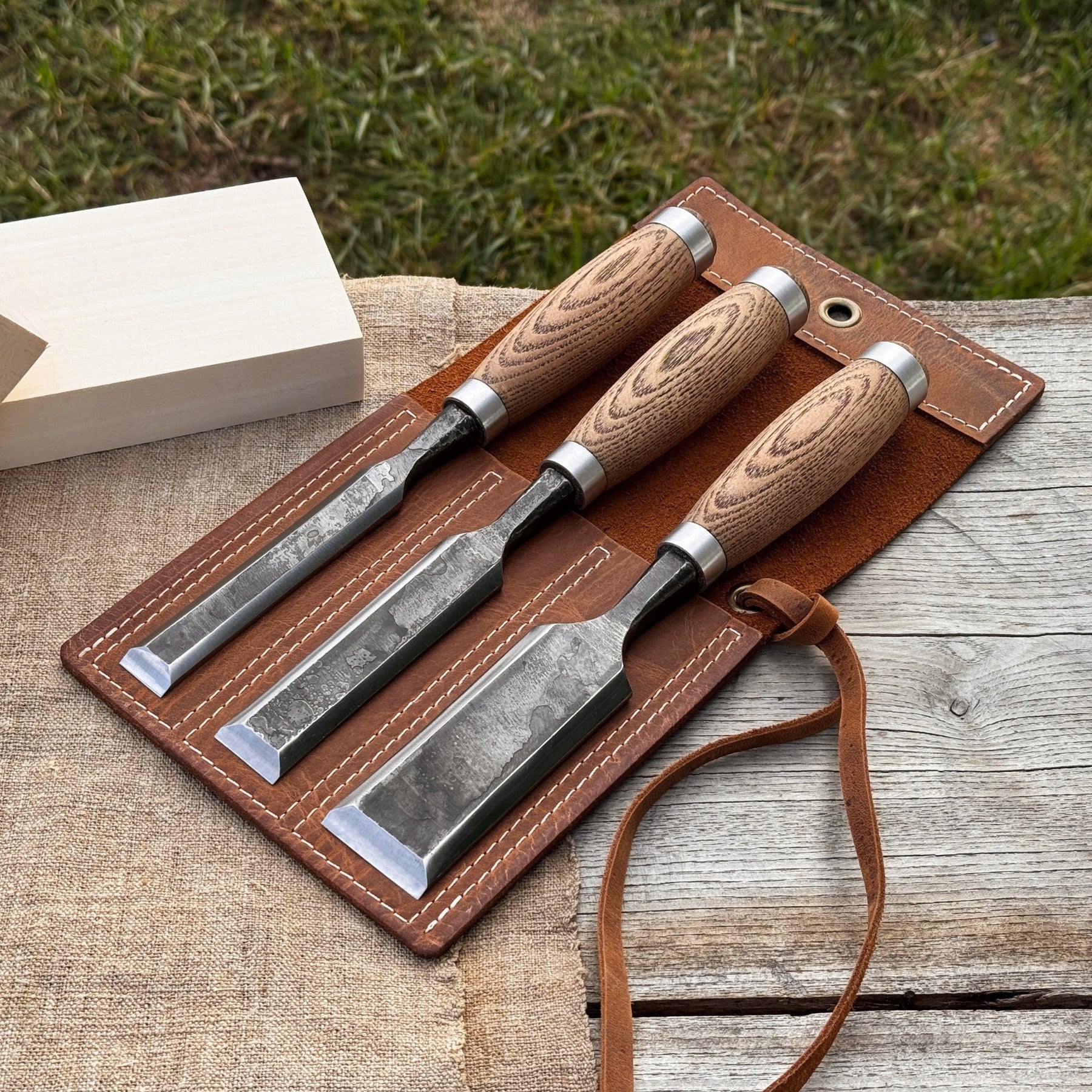 3-Piece Wood Carving Chisel Set by Sharky Forged Steel Tools