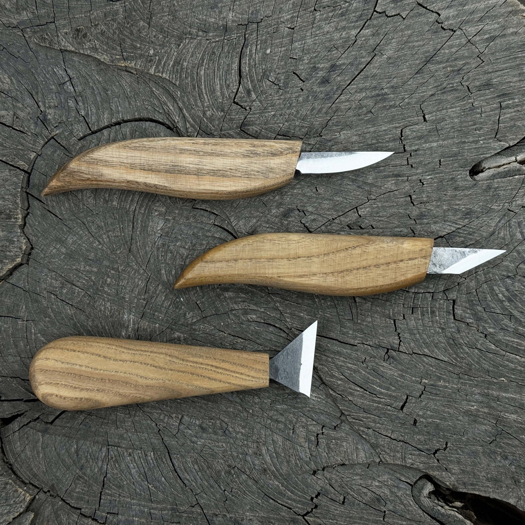 3-Piece Wood Carving Knife Set detail view by Sharky Forged Steel Tools