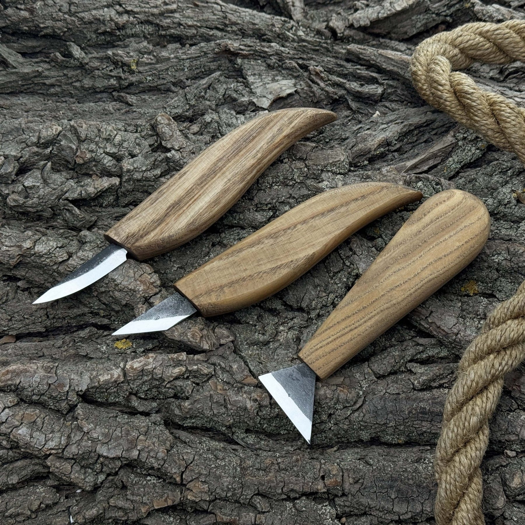 3-Piece Wood Carving Knife Set detail view by Sharky Forged Steel Tools