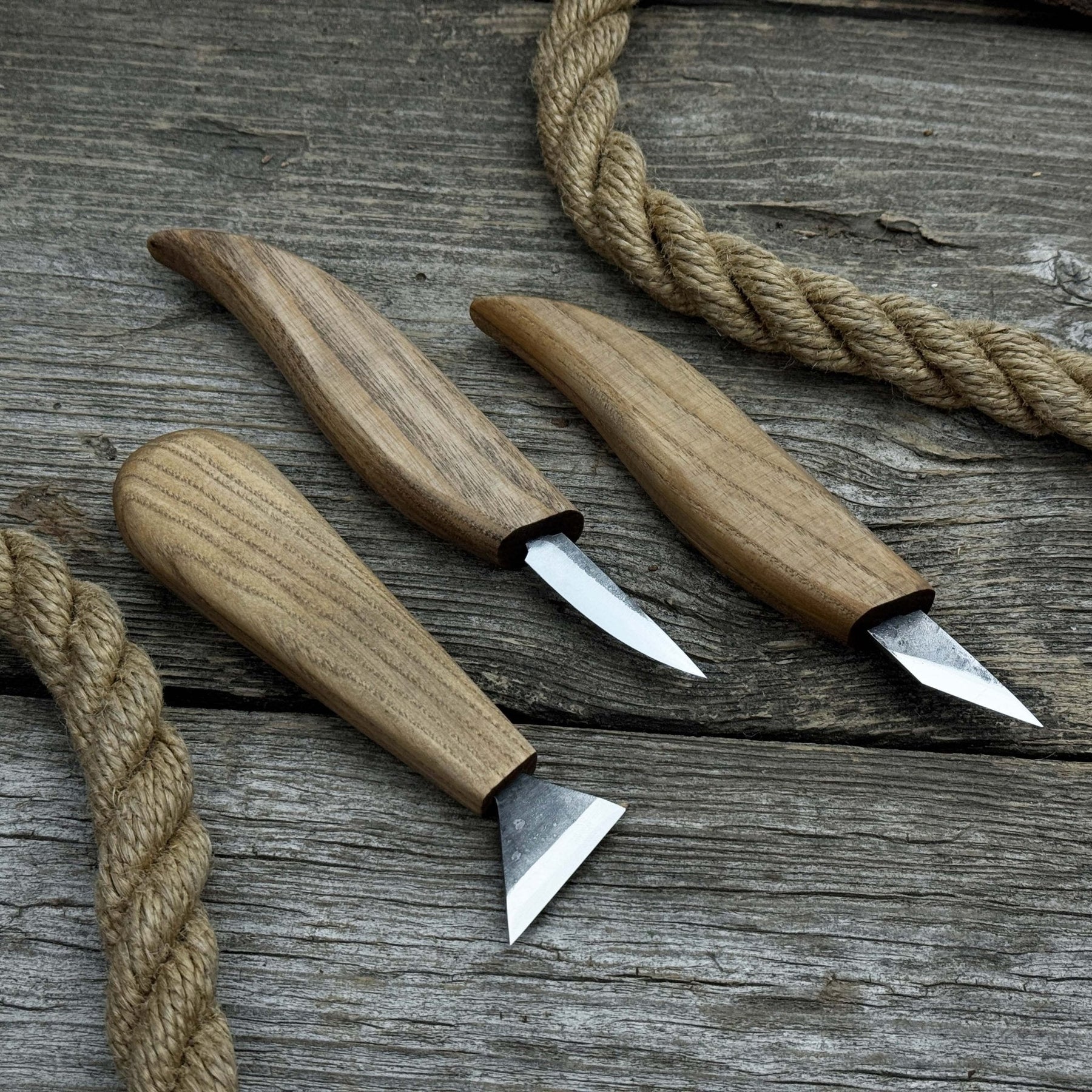 3-Piece Wood Carving Knife Set detail view by Sharky Forged Steel Tools